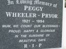 
Peggy WHEELER-PRYOR,
1921 - 1994,
mum;
Pimpama Uniting cemetery, Gold Coast

