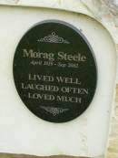 
Morag STEELE,
Apr 1929 - Sep 2002;
Pimpama Uniting cemetery, Gold Coast
