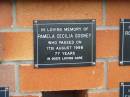 
Pamela Cecilia GOSNEY,
died 17 Aug 1998 aged 77 years;
Pimpama Uniting cemetery, Gold Coast
