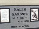 
Ralph GARDNER, uncle,
30-6-1918 - 7-11-1993,
poem by Celestine Ryan;
Pine Mountain St Peters Anglican cemetery, Ipswich
