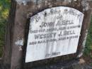 
John BELL,
died 26 Sept 1901 aged 18 months;
Wesley J. BELL,
died 21 Mar 1929 aged 31 years;
Pine Mountain St Peters Anglican cemetery, Ipswich
