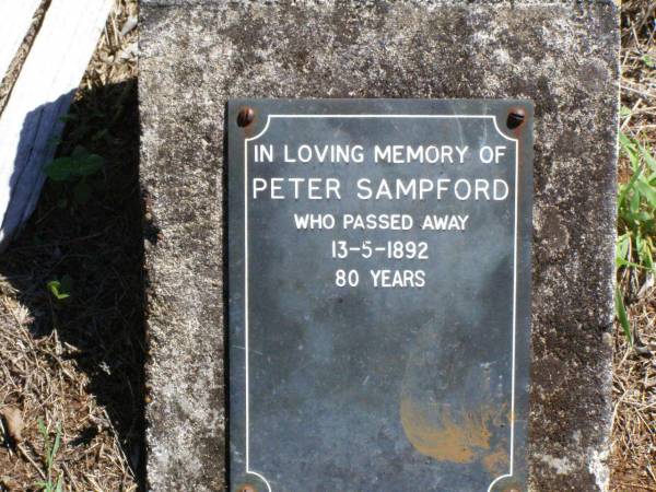 Peter SAMPFORD,  | died 13-5-1892 aged 80 years;  | Pine Mountain St Peter's Anglican cemetery, Ipswich  | 