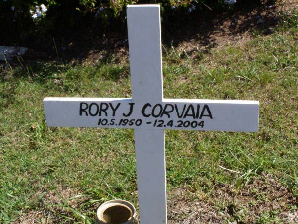 Rory J. CORVAIA,  | 10-5-1950 - 12-4-2004;  | Pine Mountain St Peter's Anglican cemetery, Ipswich  | 