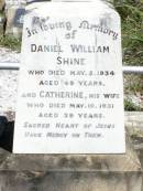 
Daniel William SHINE,
died 5 May 1934 aged 49 years;
Catherine, wife,
died 10 May 1931 aged 39 years;
Pine Mountain Catholic (St Michaels) cemetery, Ipswich
