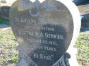 Bertha W A DENNIEN 25 Jan 1931, aged 54 Mabel Martha LEONARD b: 19 Jan 1906, d: 24 Jan 2001 Plainland Lutheran Cemetery, Laidley Shire 