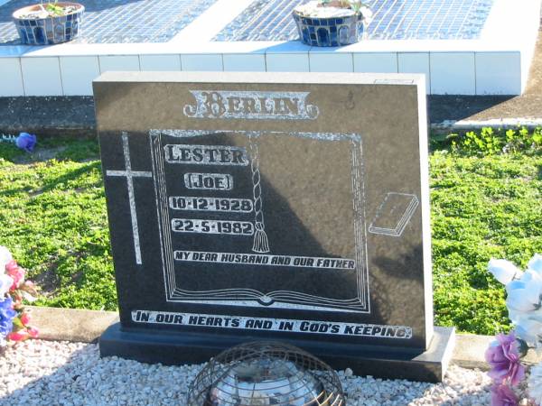 Lester (Joe) BERLIN  | b: 10 Dec 1928, d: 22 May 1982  | Plainland Lutheran Cemetery, Laidley Shire  | 