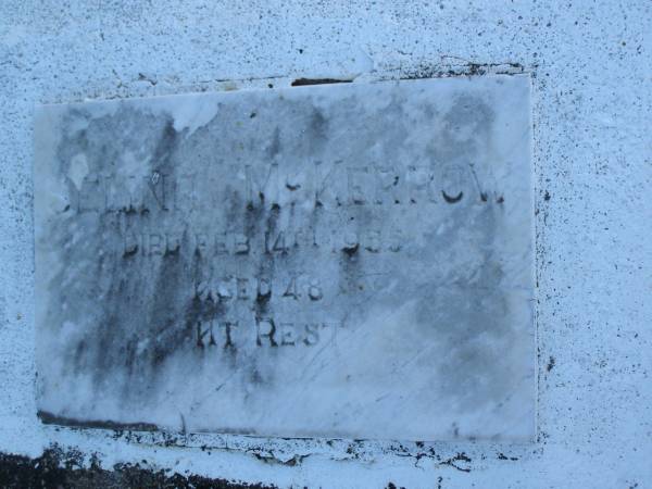 Selina MCKERROW,  | died 14 Feb 1955 aged 48 years;  | Polson Cemetery, Hervey Bay  | 