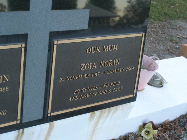 Zoia NORIN,  | mum,  | 24 Nov 1917 - 1 Jan 2004;  | Polson Cemetery, Hervey Bay  | 