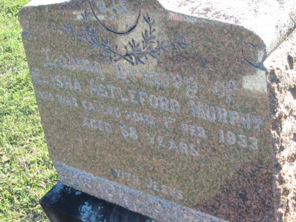 Elisha Astleford MURPHY,  | died 1 Feb 1933 aged 68 years;  | Polson Cemetery, Hervey Bay  | 