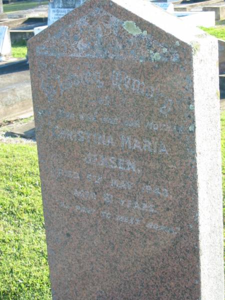 Christina Maria JENSEN,  | wife mother,  | died 5 May 1943 aged 81 years;  | Polson Cemetery, Hervey Bay  | 