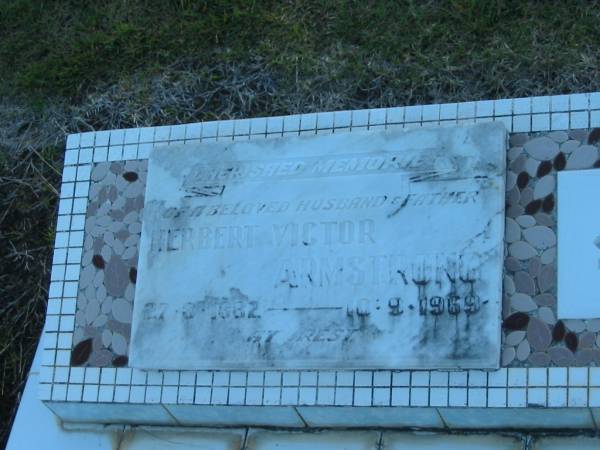 Herbert Victor ARMSTRONG,  | husband father,  | 27-3-1882 - 10-9-1969;  | Polson Cemetery, Hervey Bay  | 