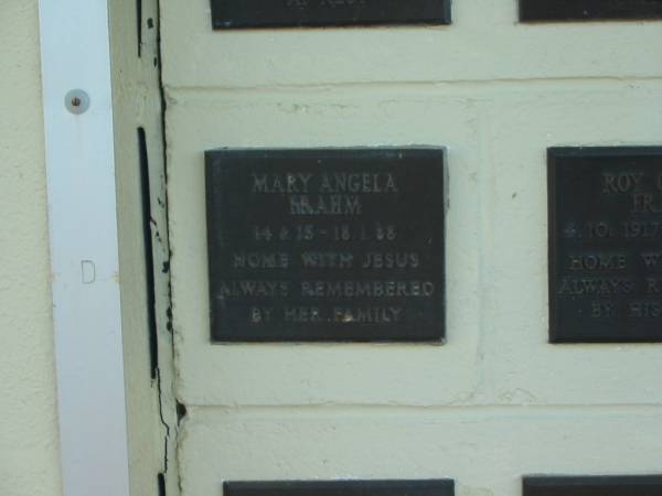 Mary Angela FRAHM,  | 14-1?-15 - 18-1-88;  | Polson Cemetery, Hervey Bay  | 