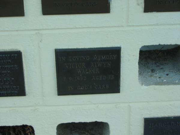 Victor Alwyn WALKER,  | died 7-9-1992 aged 75 years;  | Polson Cemetery, Hervey Bay  | 