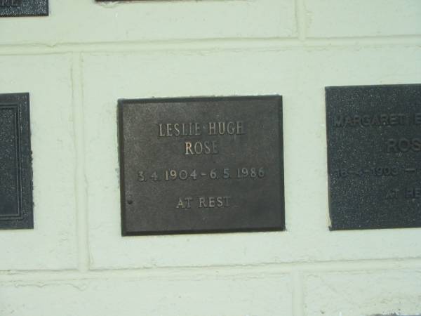 Leslie Hugh ROSE,  | 3-4-1904 - 6-5-1986;  | Polson Cemetery, Hervey Bay  | 