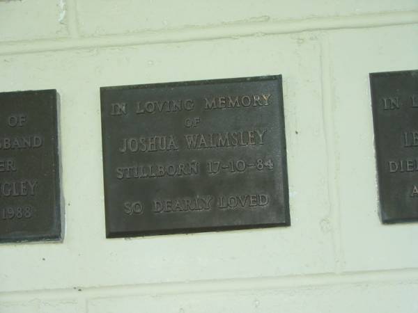 Joshua WALMSLEY,  | stillborn 17-10-84;  | Polson Cemetery, Hervey Bay  | 
