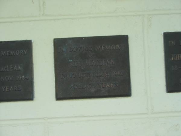 Reg MACLEAN,  | died 10 Jan 1987 aged 75 years;  | Polson Cemetery, Hervey Bay  | 