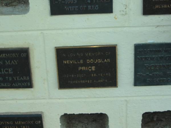 Neville Douglas PRICE,  | died 22-6-2007 aged 86 years;  | Polson Cemetery, Hervey Bay  | 