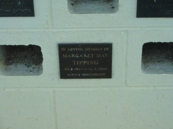 Margaret May TIPPING,  | 24-8-1947 - 14-2-2008?;  | Polson Cemetery, Hervey Bay  | [[REDO]]  | 