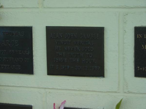 Alan John GAMBLE,  | 17-5-1919 - 20-12-1989;  | Polson Cemetery, Hervey Bay  | 