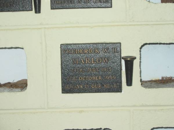Frederick W.H. MARLOW,  | 24 July 1915 - 7 Oct 1999;  | Polson Cemetery, Hervey Bay  | 