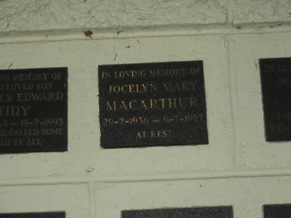 Jocelyn Mary MACARTHUR,  | 29-2-1936 - 9-7-1997;  | Polson Cemetery, Hervey Bay  | 