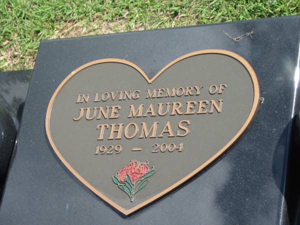 June Maureen THOMAS,  | 1929 - 2004;  | Polson Cemetery, Hervey Bay  | 