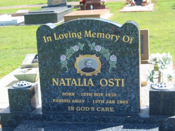 Natalia OSTI,  | born 15 Nov 1910,  | died 13 Jan 1995;  | Polson Cemetery, Hervey Bay  | 