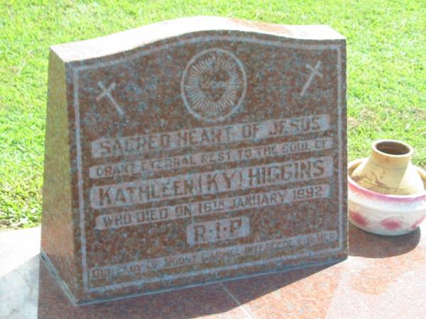 Kathleen (K.Y.) HIGGINS,  | died 16 Jan 1992;  | Polson Cemetery, Hervey Bay  | 