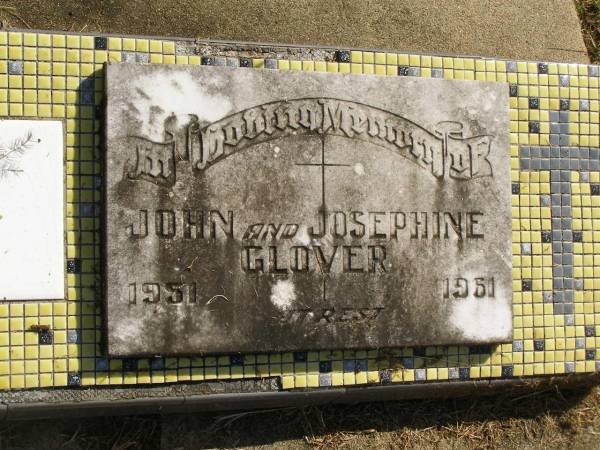 John GLOVER,  | died 1951;  | Josephine GLOVER,  | died 1961;  | Polson Cemetery, Hervey Bay  | 