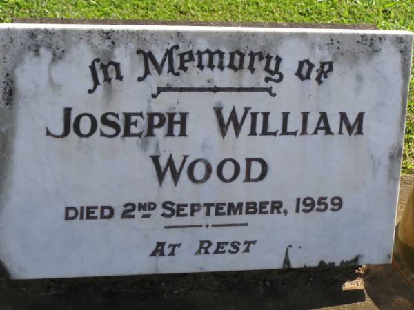 Joseph William WOOD,  | died 2 Sept 1959;  | Polson Cemetery, Hervey Bay  | 