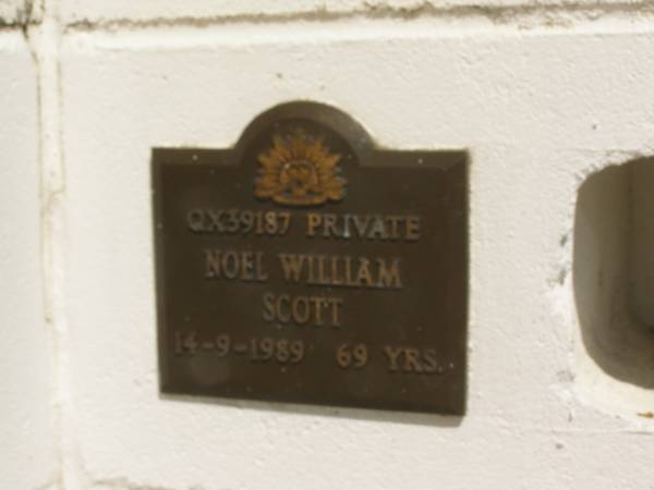 Noel William SCOTT,  | died 14-9-1989 aged 69 years;  | Polson Cemetery, Hervey Bay  | 