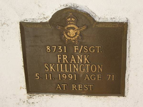 Frank SKILLINGTON,  | died 5-11-1991 aged 71 years;  | Polson Cemetery, Hervey Bay  | 