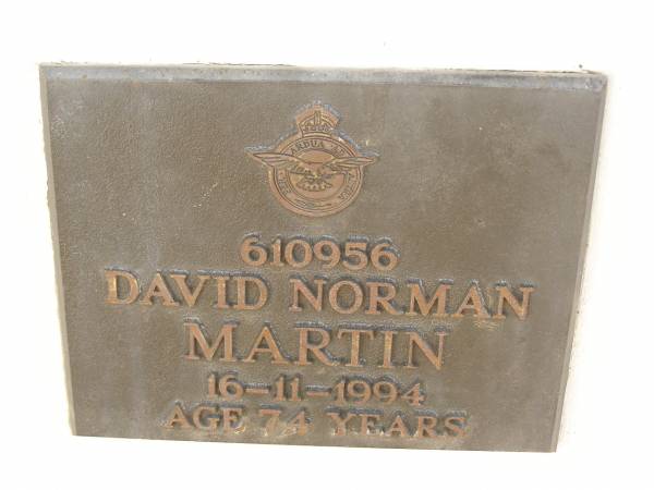 David Norman MARTIN,  | died 16-11-1994 aged 74 years;  | Polson Cemetery, Hervey Bay  | 