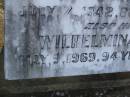 Frederick William Smithsend BIRT, died 7 July 1942 aged 88 years; Wilhelmina Albertina, died 9 May 1969 aged 94 years; Polson Cemetery, Hervey Bay 