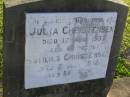 
Julia CHRISTENSEN,
died 17 Aug 1933 aged 69 years;
Neils CHRISTENSEN,
died 21 July 1912 aged 89 years;
Polson Cemetery, Hervey Bay
