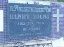 
Henry YOUNG,
died 19 Sept 1980 aged 81 years;
Polson Cemetery, Hervey Bay
