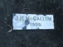 J.H. MCCALLUM, died 1959; Polson Cemetery, Hervey Bay 