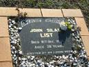 
John Silas LIST,
died 8 Dec 1925 aged 38 years,
erected by wife;
Polson Cemetery, Hervey Bay
