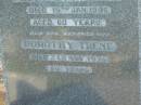 Albert E. PETERSON,
died 19 Jan 1946 aged 60 years;
Dorothy Irene,
wife,
died 24 Nov 1974 aged 80 years;
Polson Cemetery, Hervey Bay