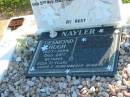 Hugh NAYLER,
died 9 Nov 1949 aged 59 years 4 months;
Desmond Hugh NAYLER,
1927 - 28 Oct 1998 aged 71 years;
Polson Cemetery, Hervey Bay