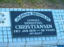 
Lenora Ernestine CHRISTIANSEN,
died 28 Jan 1979 aged 90 years;
Polson Cemetery, Hervey Bay
