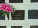 
Noleen Valmai ROBINSON,
died 19-6-2002 aged 84 years;
Polson Cemetery, Hervey Bay
