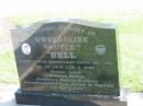 Gwendoline (Joyce) BELL,
21-10-1918 - 18-3-2005,
husband Phillip,
daughters Pamela & Coleen,
granddaughters Lois, Allison & Phyllida;
Polson Cemetery, Hervey Bay