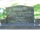 
Mervyn William John MCKENZIE,
19-3-1914 - 28-8-1991,
husband father;
Susannah Patrick MCKENZIE,
29-3-1914 - 24-10-2006,
wife mother;
Bruce Mervyn MCKENZIE,
4-11-1946 - 26-6-1965,
son brother;
Polson Cemetery, Hervey Bay
