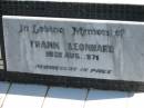 Frank LEONHARD,
died 10 Aug 1971;
Polson Cemetery, Hervey Bay