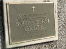 Clara Ellen GROTH,
mother grandmother,
died 20-8-56;
Sophia Beryl GROTH,
aunt,
died 15 Jan 1996;
Polson Cemetery, Hervey Bay