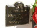 Loftus Jens Harry NIELSEN,
died 26-1-1998 aged 78 years;
Polson Cemetery, Hervey Bay