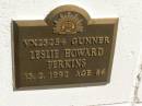 
Leslie Howard PERKINS,
died 13-2-1992 aged 86 years;
Polson Cemetery, Hervey Bay
