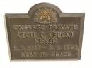 Cecil C. (Buck) NISSEN, 8-9-1917 - 5-9-1992; Polson Cemetery, Hervey Bay 