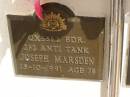 Joseph MARSDEN,
died 13-10-1991 aged 78 years;
Polson Cemetery, Hervey Bay